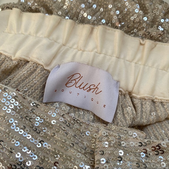 Blush Boutique Light Gold Sequin Bell Bottom Pants - Picture 10 of 10